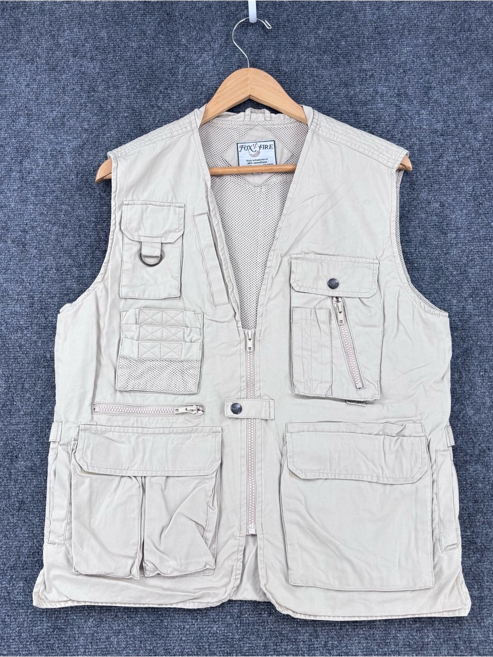 Fox Fire Thunder River Gear Beige Ultimate Fishing Utility Vest Men’s M Gorpcore